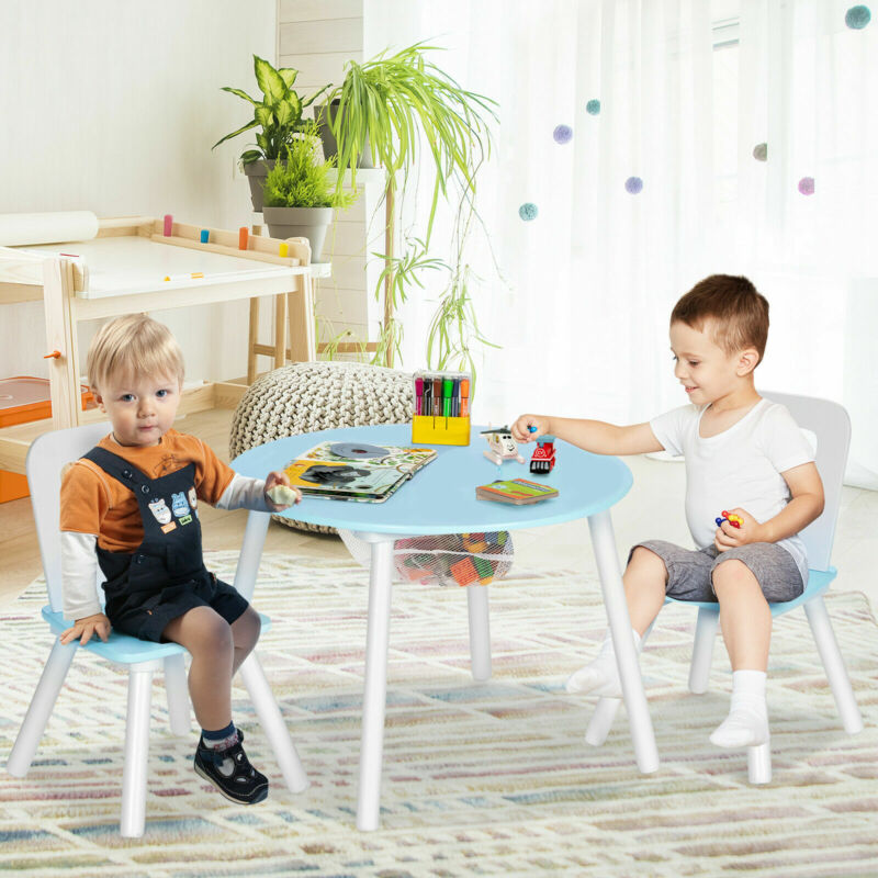 3PCS Kids Table and Chair Set Children Study Drawing Desk W Hidden Me Quildinc