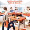 Kids Table and Chair Set Children Activity Art Study Desk Set W/ Building Blocks