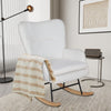 Teddy Fleece Rocking Chair Wingback Armchair Accent Chairs Nursing Soft White