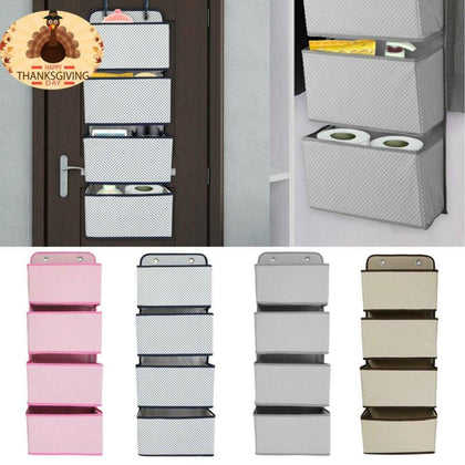 4 Tier Door Over Door Hanging Hook Organiser Shoes Storage Pockets Wardrobe Unit