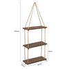 3 Tiers Wooden Hanging Rope Shelf Wall Mounted Floating Shelf Storage Rustic