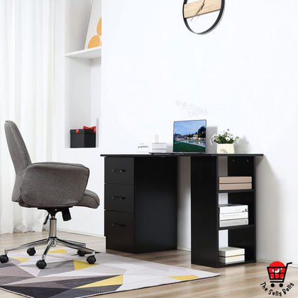 120cm Computer Desk Writing PC Table Workstation Laptop w/ 3 Shelf & Drawers