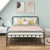 Double Metal Bed Frame w/ High Headboard and Footboard Black for Kids Adults QF