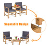 3 in 1 Wooden Companion Set Garden Bench Table & Chair Patio Love Seat W/Cushion