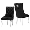 Luxury Velvet Lion Head Knocker Buttoned High Back Dining Chairs with Metal Legs