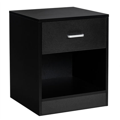 Modern Wooden Nightstand 2-tier Wooden Bedside Table End Table Storage Drawer