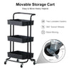 3 Tiers Kitchen Trolley Cart Slim Rolling Storage Rack Tray Shelf Rolling Wheels
