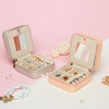 Small Portable Jewellery Box Organizer PU Leather with Mirror for Ring Necklace