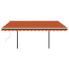 Manual Retractable Awning with Posts 4.5x3 m Orange and Brown W7N8