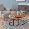2/3 Nesting Tables Round Nest of Table Set Metal Frame Rustic Wood Tabletop Unit