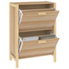 Hall Shoe Rack Cabinet Brown Engineered Wood & Natural Rattan vidaXL