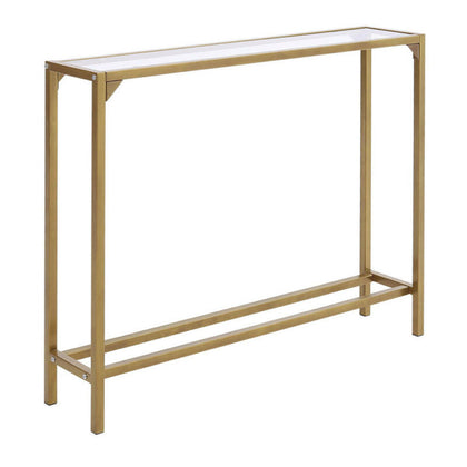 Slim Glass Console Table with Clear Tempered Glass Top Shelf Hallway Side Tables