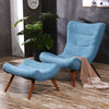 Upholstered Linen Accent Chair Curved Back Sofa Napping Seat Lounge Sofa w Stool