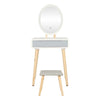 Dressing Table Vanity Set with LED Light Mirror Stool Drawer Make up Grey