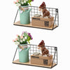 2X Retro Industrial Style Wall Shelf Shelving Unit Metal Wood Storage Rack Black