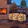 8FT Firewood Log Rack Heavy-Duty Tubular Steel Wood Storage Holder Non-slip Pads
