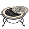 2-in-1 Outdoor Mosaic Fire Pit BBQ Grill Table Stove Patio Heater Firepit Burner