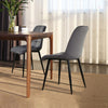 2pcs Velvet Soft Padded Seat Back Dining Chairs Set Lint Fabric Metal Legs Chair