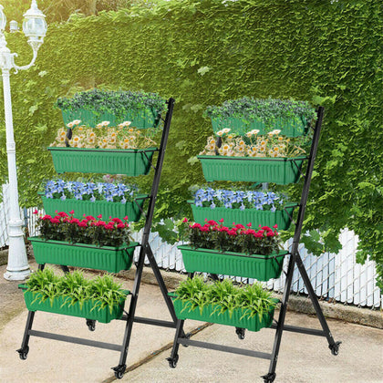 Multipurpose 5 Tier Vertical Garden Bed Elevated Planter Box with Drainage Hole