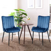 Set of 2 Dining Chairs Velvet Padded Seat Metal Legs High Back Chairs Kitchen UK
