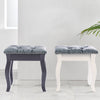 Retro Dressing Table Chair Silver Grey Seat Makeup Vanity Stool Curved Wood Legs
