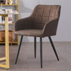 Set of 2 Brown Faux Leather Dining Chairs Armchair Kitchen Restaurant Modern