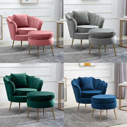 Oyster Velvet Accent Armchair Sofa Chair Footstool Available Lounge Living Room