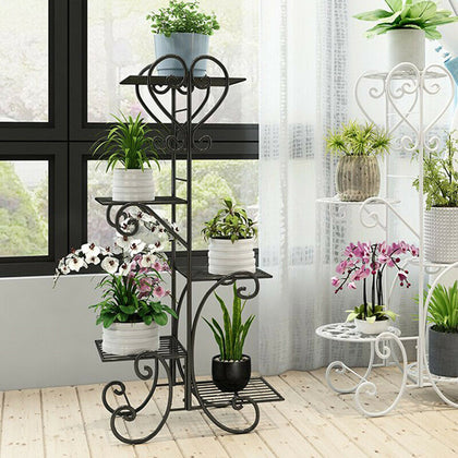 Anti Rust Iron Plant Stand Multiple Flower Pot Shelf Holder Indoor Outdoor Rack