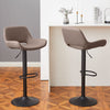 2 x Grey/Brown Bar Stools Swivel Padded Seats High Chairs Technology Cloth