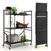 Foldable Storage Shelves on Wheels 3-Tier Heavy-Duty Steel Rack Shelving Units