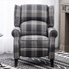 Upholstered Tartan Checked Recliner Wingback Armchair Fireside Sofa Chair Lounge