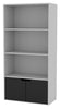 4 Tier Wooden Bookcase Cupboard with Doors Storage Shelving Display Cabinet Unit