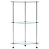 2/3 Tier Glass Shelf Unit Clear Modern Storage Display Side Table Furniture