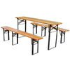 BIRCHTREE Outdoor Wooden Folding Beer Table Bench Set Trestle Garden Steel Leg