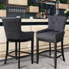 Kitchen Counter Chair Dark Grey Seat Button Studded High Pub Bar Stools Wingback