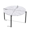 Large Round Coffee Table Marble Effect Wooden Top Tea Table Metal Frame 80x45cm