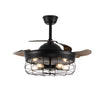 Vintage Ceiling Fan Lights Retractable Blades Chandelier 6 Speeds Remote Control