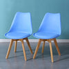 2 X Blue Dining Chair Wooden Legs Faux Leather Chair Home Office Dining Room New