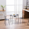3Pcs Modern Breakfast Bar Dining Table and 2 Chairs Set Metal Frame Kitchen