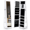 Jewelry Storage Cabinet Full-Length Mirror Lockable Swivel Armoire Floor Shelf