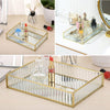 Vintage Mirrored Storage Box Gold Tray Jewelry Earring Cosmetics Display Box