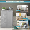 Bathroom Floor Cabinet Storage Cupboard Organizer W/Adjustable Shelf & 4 Drawers