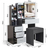Dressing Table with Drawers, Mirror Stool Set Makeup Desk Vanity Table Bedroom