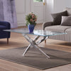 Modern Tempered Glass Coffee Tea Table Living Room Chrome Leg Table Rectangle