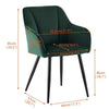 2pcs Green Velvet Dining Chairs Set Padded Seat Metal Legs Kitchen Furniture