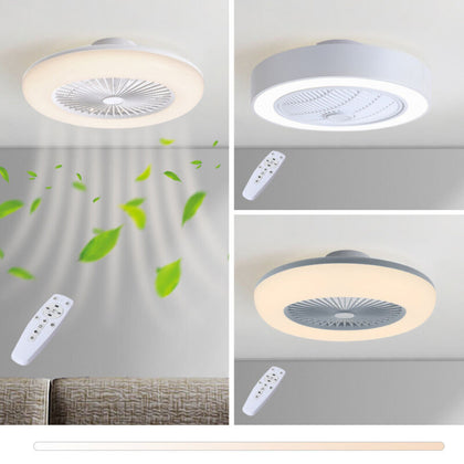 Modern LED Ceiling Fan Light Adjustable Wind Speed Remote Control Dimmable Lamps