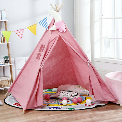 Kids Teepee Wigwam Childrens Play Tent Boys Girls Garden Indoor Toy 100% Canvas
