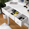 Dressing Table with Drawers, Mirror Stool Set Makeup Desk Vanity Table Bedroom