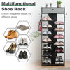 13-Tier Shoe Rack Freestanding Wooden Shoes Storage Shelf Stand w/Fabric Drawer