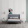 Fabric Upholstered Bed 4ft6 Double Size Bed Frame with Wing Headboard in Grey